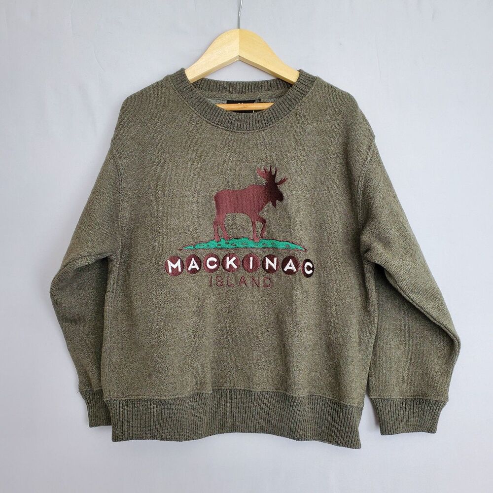Valani Mackinac Island Teen SML Sweatshirt Embroidered Michigan Souvenir Moose